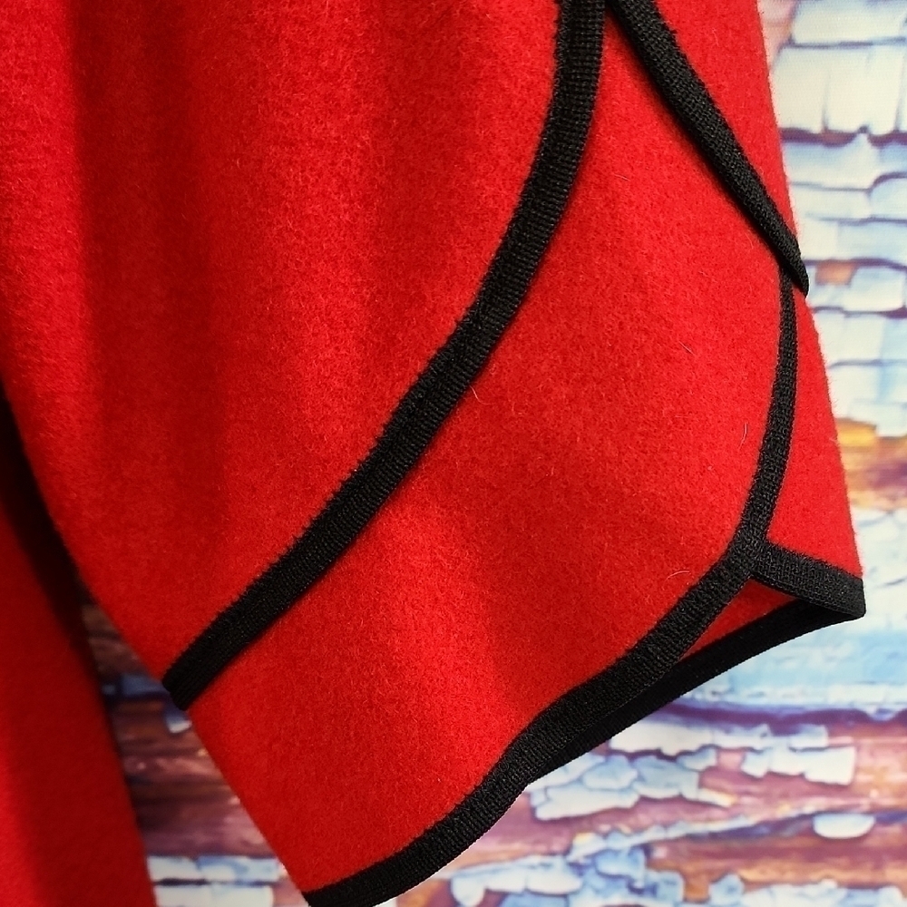 Vintage VINCEN-T-OMAS Red Wool & Leather Jacket with Artistic Design - Picture 6 of 6